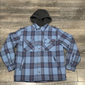 Men’s Drake Waterfowl Blue Plaid Campfire Jacket size large